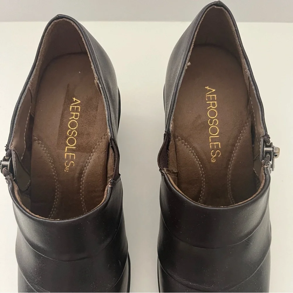 NEW Aerosoles Womens Dark Brown Sz 5.5  Side Zip Ankle Comfort Bootie Shooties
